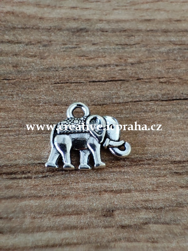 přívěšek Slon 12x14x2,5mm starostříbro 